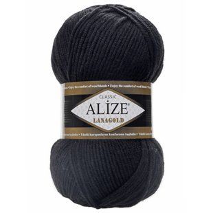 Пряжа ALIZE Lanagold, 60 черный 115-060 фото