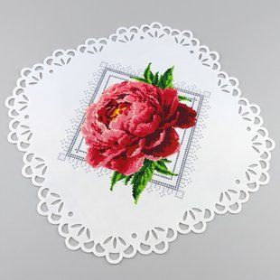 Заготовка для вишивки бісером (нитками), Серветка ажурна "Півонія", 35х35 см 5-3535008 фото