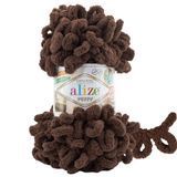 Пряжа Alize Puffy, плюшева з петлями, 493 гіркий шоколад, 100 гр 111-493 фото