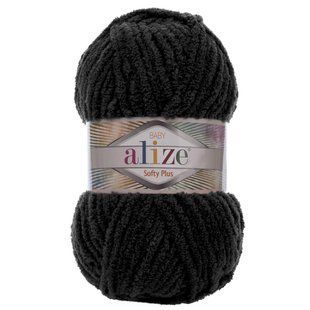 Пряжа Alize Softy PLUS, плюшева, №60 чорна, 100 гр 112-60 фото
