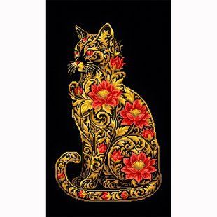 Схема вишивки бісером (нитками) "Золотий котик", габардин, 30х60 см 5-3060033 фото