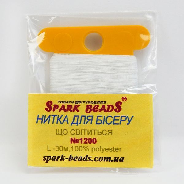 Люминистентная нить для бисера, светящаяся в темноте, 100 м, белая 002867 фото
