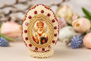 Бісероплетіння до Великодня: Оплетення яйця з термонаклейкою фото