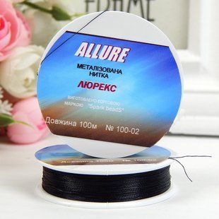 Люрексовая нить Allure Люрекс, металлизированная, 100 м, №2 черный 001521 фото