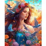 Набір алмазна мозаїка Дівчина-природа, 40х30 см 1007 фото