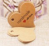 Бірка (тег) паперова Серце, Handmade with love, 4х3,5 см, крафт 002708 фото