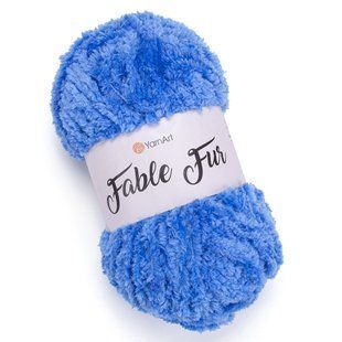 Пряжа YarnArt Fable Fur, имитация меха, 974 синяя, 100 гр 106-974 фото