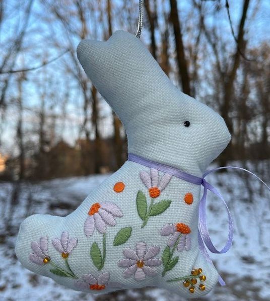 Набір для створення вишитої іграшки "Зайчики", 11х14 см, 2 шт 1-М-0343 фото