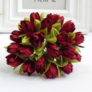 Искусственные цветы Подснежники, букетик, бордовые, 20 шт 002394 фото