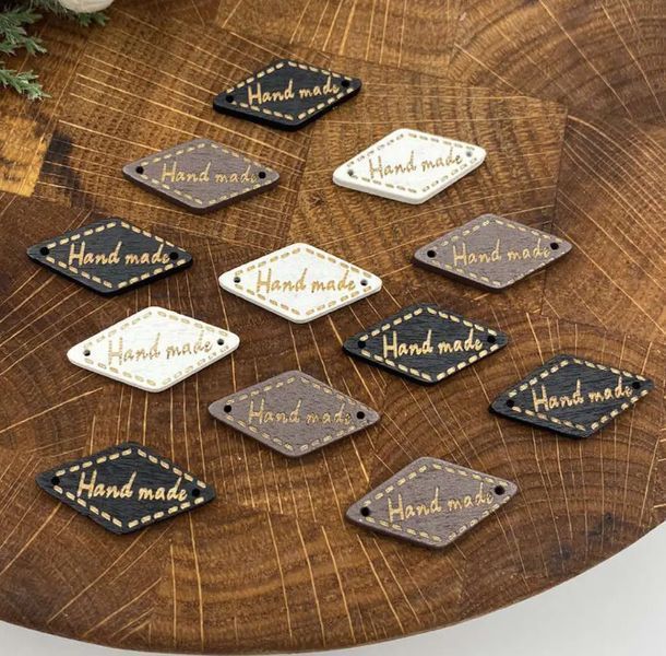 Бірка дерев'яна Hand made, 13х28 мм, коричнева 003552 фото