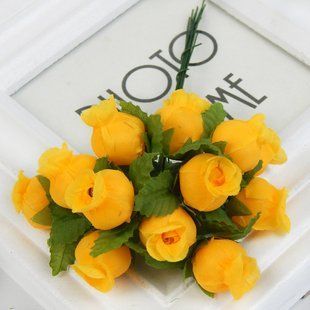 Міні-букет бутонів трояндочок, 2х1,5 см, букетик 12 шт, апельсинові 000174 фото