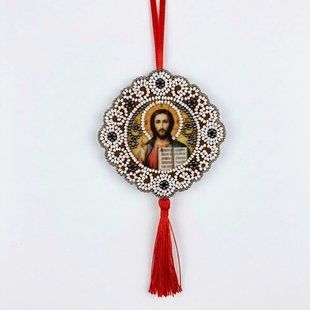 Набір для вишивки бісером підвіски-оберега з молитвою "Господь Вседержитель", 8х8 см 2-Оберіг-101 фото