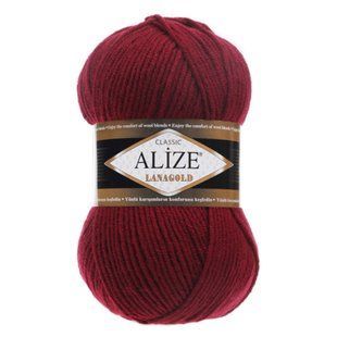 Пряжа ALIZE Lanagold, 57 бордовий 115-057 фото
